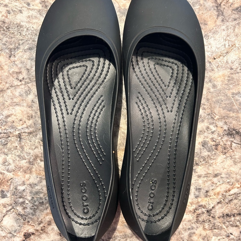 CROCS Black Flats Comfortable Slip-On Shoes